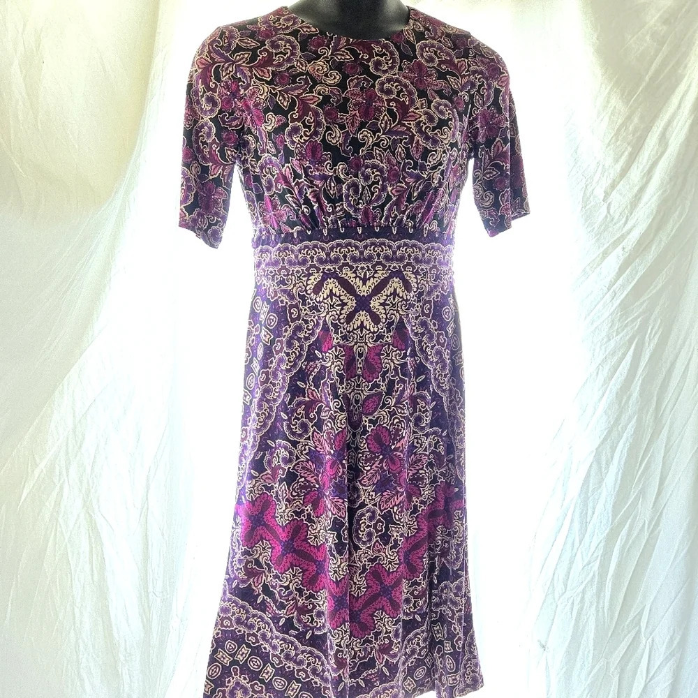 Elegant Purple and Pink Patterned Dress